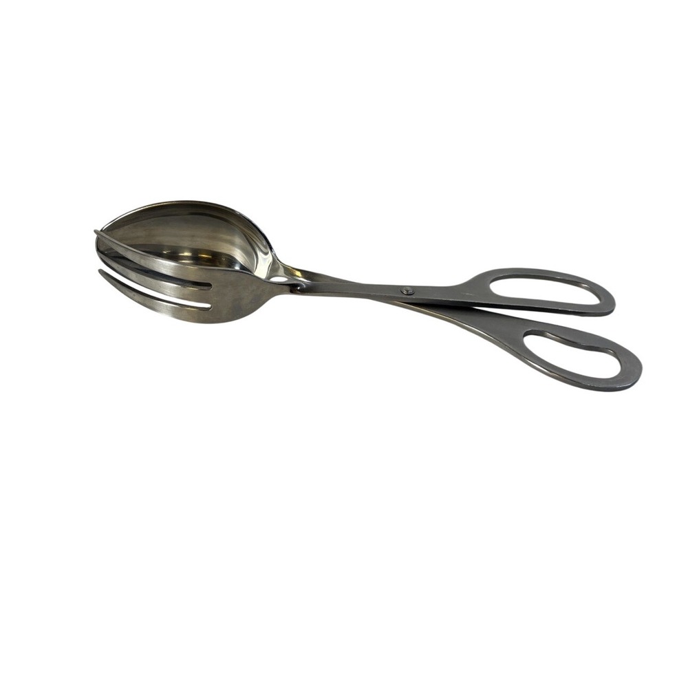 VTG Norpro Stainless Salad Tongs Holiday Serving MCM‎ Spoon Fork Large Hinged